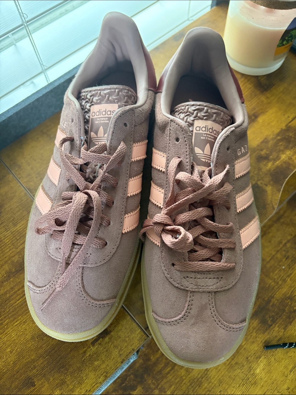 adidas Gazelle Women’s Suede Sneakers in Dusty Rose and Light Pink - Picture 2 of 3